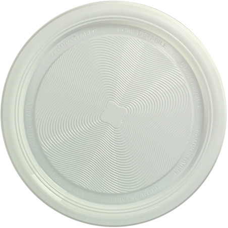 Assiette Amidon Maïs PLA Plate Blanc Ø220 mm (25 Utés)