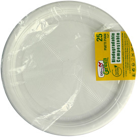 Assiette Amidon Maïs PLA Plate Blanc Ø220 mm (25 Utés)