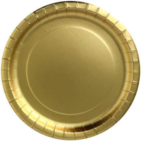 Papieren bord Rond vormig "Party Shinen" goud Ø29cm (60 stuks)
