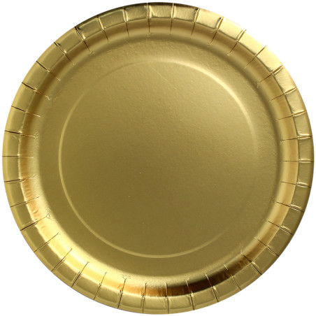 Assiette ronde Carton "Party Shiny" Or Ø34cm (3 Unités)