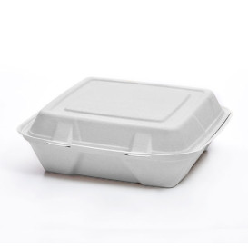 Suikerriet Gescharnierd Container "Menu Box" wit 3C 24x23x7,6cm (200 stuks)