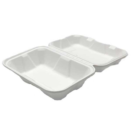 Suikerriet Gescharnierd Container "Menu Box" wit 23x15x7,7cm (50 stuks) 