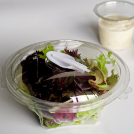 Plastic saladekom APET Rond vormig met lepel 150ml Ø12cm (420 stuks)