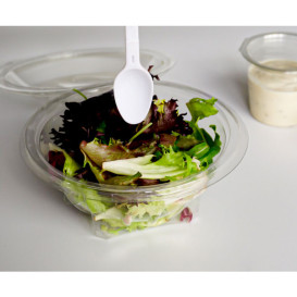 Plastic saladekom APET Rond vormig met lepel 500ml Ø15,6cm (360 stuks)