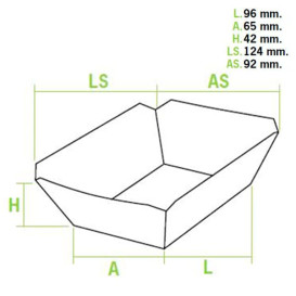 Kartonnen Snackbakjes kraft 250ml 9,6x6,5x4,2cm (25 stuks) 