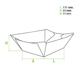 Barquette Carton Kraft-Kraft 12,2x8,0x5,5cm 525ml (25 Utés)