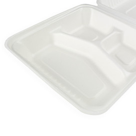 Suikerriet Gescharnierd Container + PLA wit 3C 23x23x7,5cm (200 stuks)