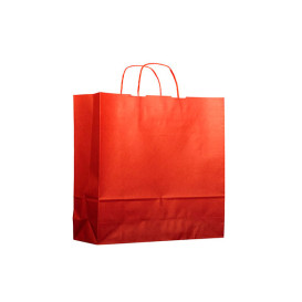 Sac en Papier Kraft Rouge avec Anses 100g 22+9x23 cm (200 Utés)