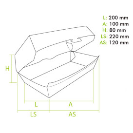 Emballage pour Sandwich Kraft 20x10x8cm (25 Unités)