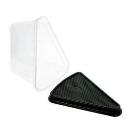 Plastic cakeplak Container transparant zwarte voet (300 stuks)