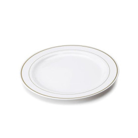 Assiette en Plastique Dur avec Liseré Or 15cm (200 Utés)