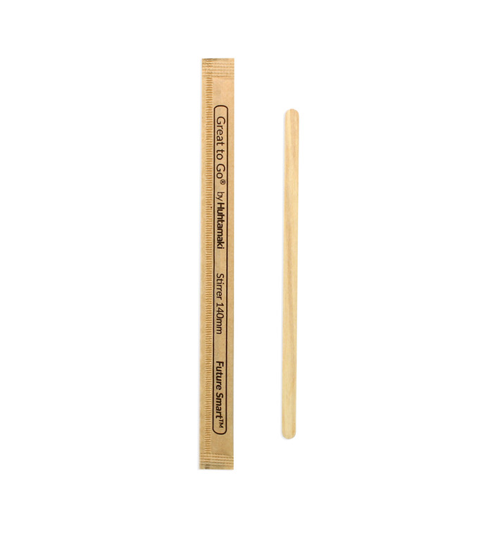 Agitateur en Bois Naturel pour Café Emballé 14cm (1000 Utés)