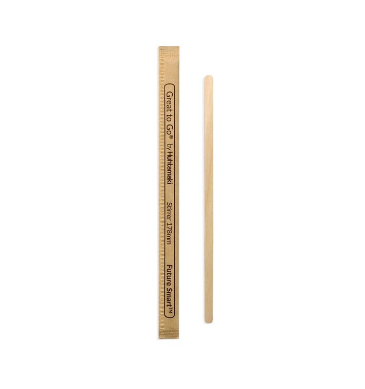 Agitateur en Bois Naturel pour Café Emballé 17,8cm (1000 Utés)