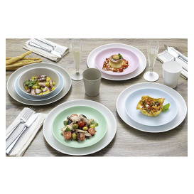 Assiette Réutilisable Premium PP Minéral Blanc Ø18cm (6 Utés)