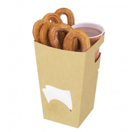 Boîte à Churros et Chocolat Kraft 78x78x179mm (25 Utés)