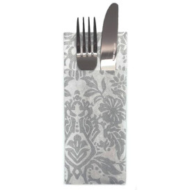 Serviette Kangourou Airlaid "Versailles" Gris 33x40cm 55g/m² (40 Utés)