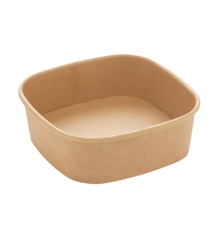 Pot Carré en Carton Kraft 350ml 13x13x4,3cm (50 Utés)