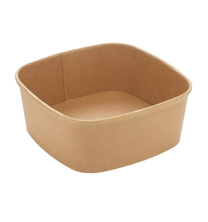 Pot Carré en Carton Kraft 1000ml 17x17x6,5cm (50 Utés)