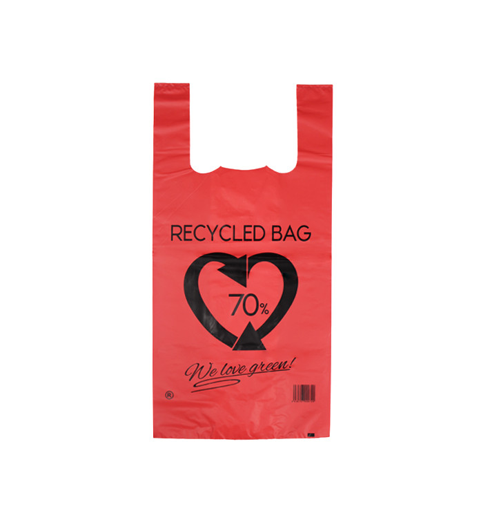 Plastic Hemddraagtassen 70% Gerecycled Rood 42x53cm 50µm (1.000 stuks)