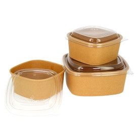 Pot Carré en Carton Kraft 1000ml 17x17x6,5cm (50 Utés)