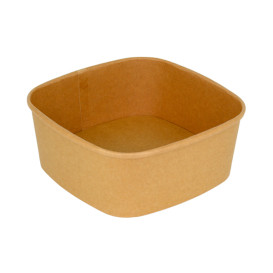 Pot Carré en Carton Kraft 1000ml 17x17x6,5cm (50 Utés)