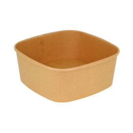 Pot Carré en Carton Kraft 1000ml 17x17x6,5cm (50 Utés)