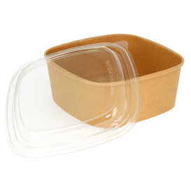 Pot Carré en Carton Kraft 1000ml 17x17x6,5cm (50 Utés)