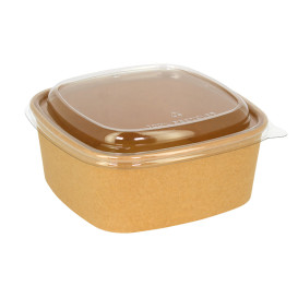 Pot Carré en Carton Kraft 1000ml 17x17x6,5cm (50 Utés)