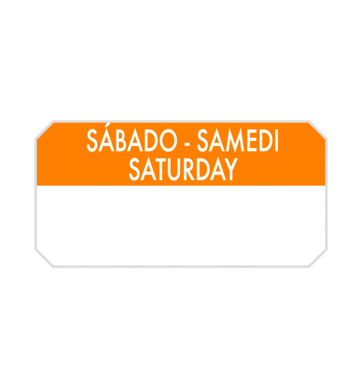 Rechthoekige Zelfklevende Rol "Saturday" 5x2,5cm (1.000 Stuks)