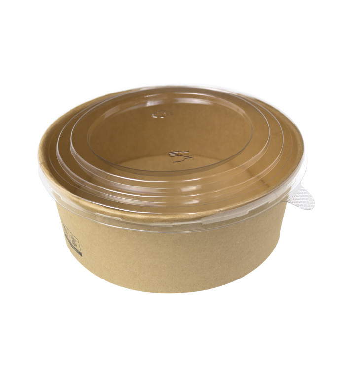 Pot en Carton Kraft-Kraft avec Couvercle PP 1000ml (25 Utés)