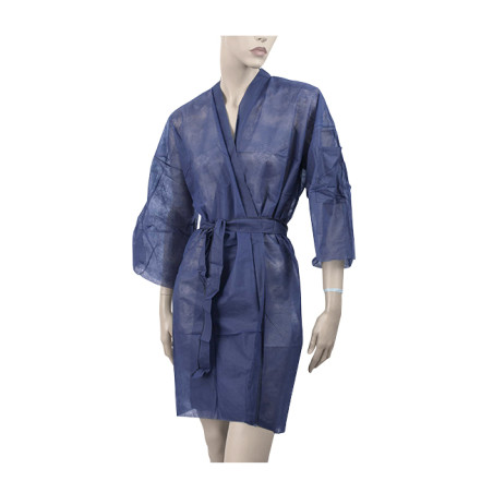 Kimono PP non Tissé  Ceinture et Poche Bleu XL (10 Utés)