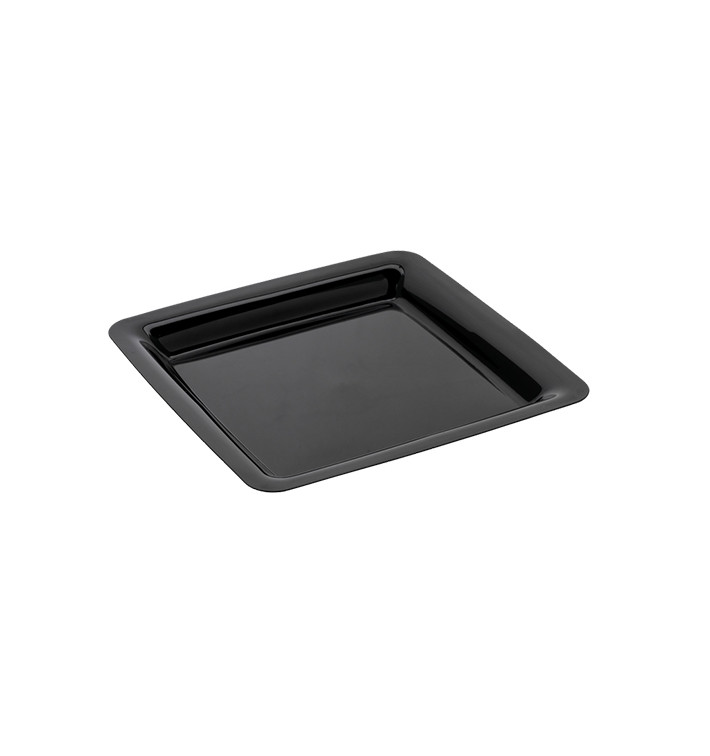 Assiette carrée Plastique dur Noir 18x18 cm (20 Utés)