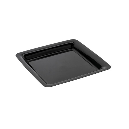 Assiette Réutilisable Carré en PP Dur Noir 18x18 cm (20 Utés)