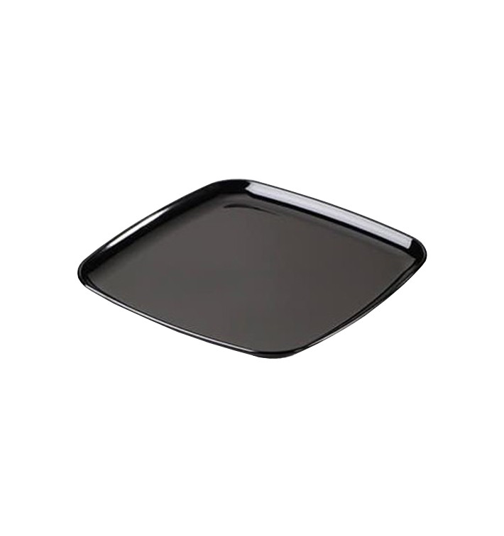 Plateau carré en plastique dur Noir 30x30 cm (25 Utés)