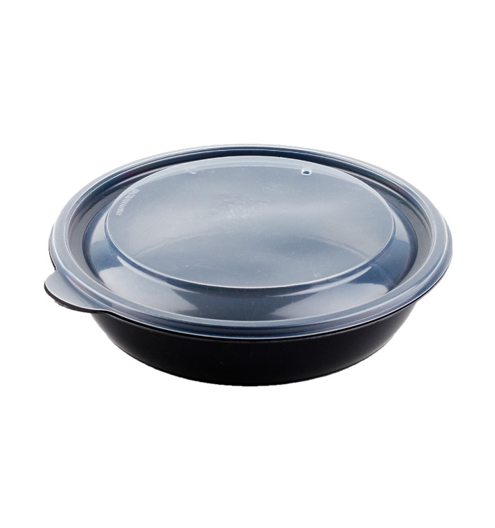 Plastic deli Container met Deksel PP zwart 1000ml Ø19x5cm (90 stuks)