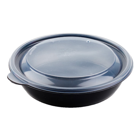 Plastic deli Container met Deksel PP zwart 1000ml Ø19x5cm (90 stuks)