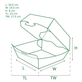 Kraft hamburgerbox Giant 23x17,5x8cm (25 stuks) 