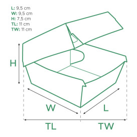 Boîte à Hamburgeur Carton Kraft 11x11x7,5cm (450 Utés)