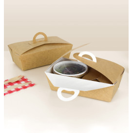 American Box with handles "Doggy Bag" Kraft 20x10x7cm (140 Units)