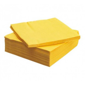 Serviette Papier Jaune 2E Molletonnée 33x33cm (50 Utés)