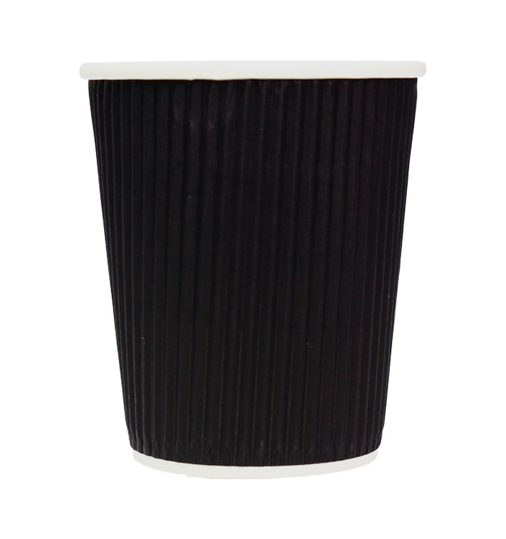 Gobelet Carton 8Oz/250ml Ondulé Noir Ø8cm (25 Unités)