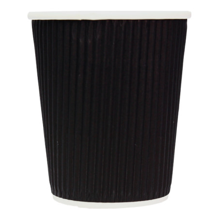 Gobelet Carton 8Oz/250ml Ondulé Noir Ø8cm (25 Unités)