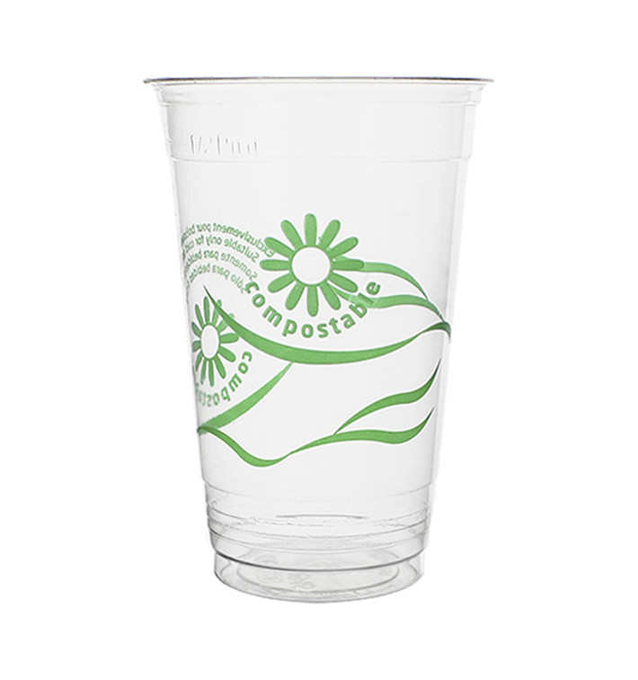 Stof gebaseerd op Maizena PLA beker  "groen Spirit" transparant 330ml (50 stuks) 