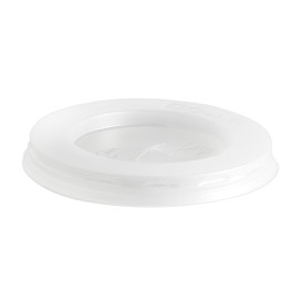 Plastic PS Deksel met rietsleuf transparant Plat Ø7cm (100 stuks) 