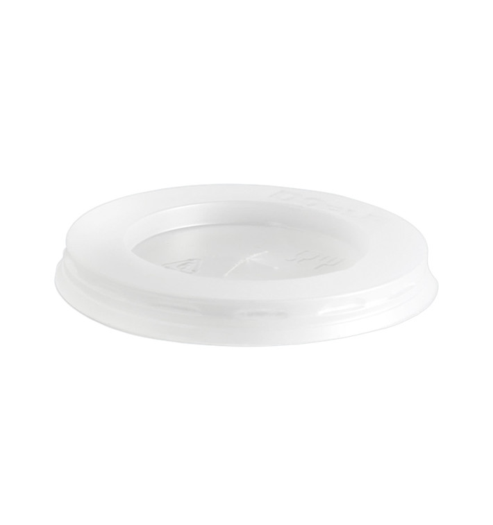 Plastic PS Deksel met rietsleuf transparant Plat Ø7cm (100 stuks) 