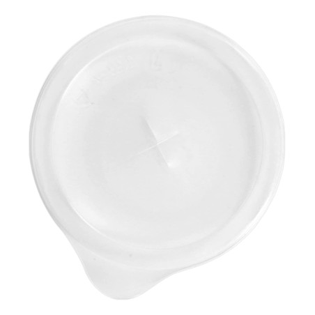 Plastic PS Deksel met rietsleuf Easen Open transparant Plat Ø8,0cm (100 stuks) 