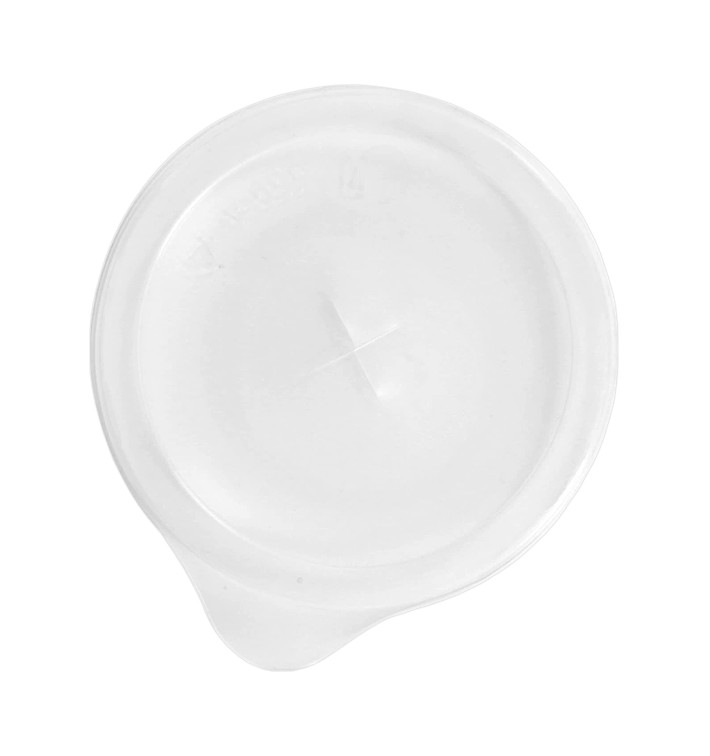 Plastic PS Deksel met rietsleuf Easen Open transparant Plat Ø8cm (1000 stuks)