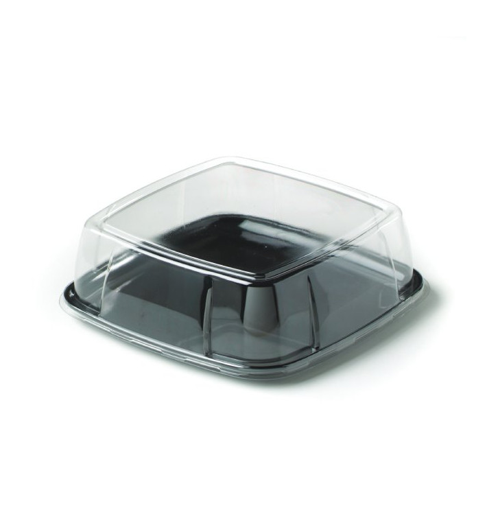 Plastic dienblad Hard zwart met Deksel 27x27cm (5 stuks) 