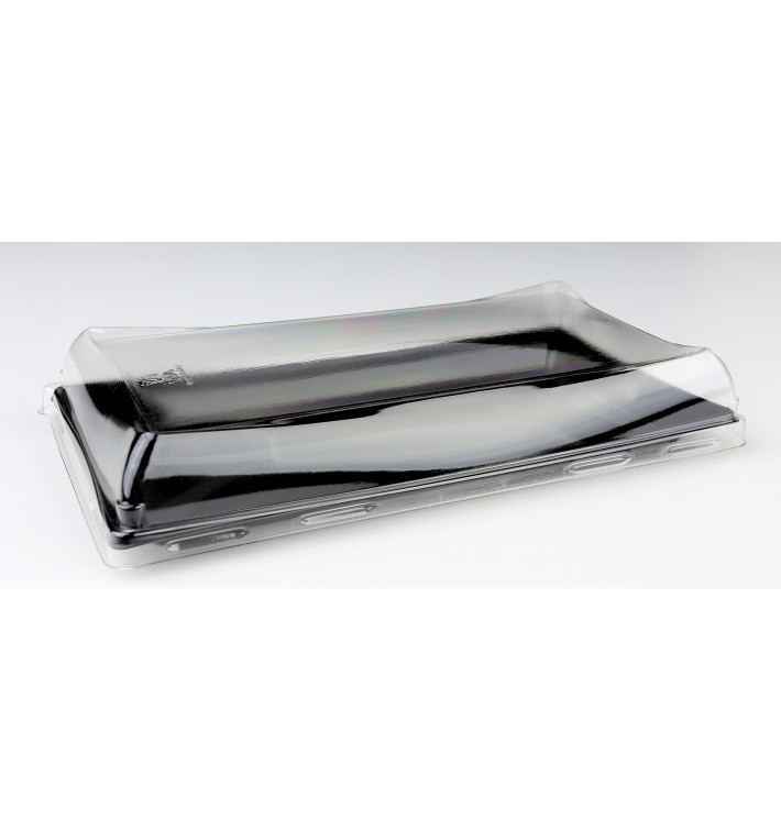 Plateau Plastique Noir avec Couvercle 12x16cm (300 Utés)