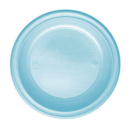 Assiette Plastique PS Creuse Bleu Clair Ø220mm (30 Unités)